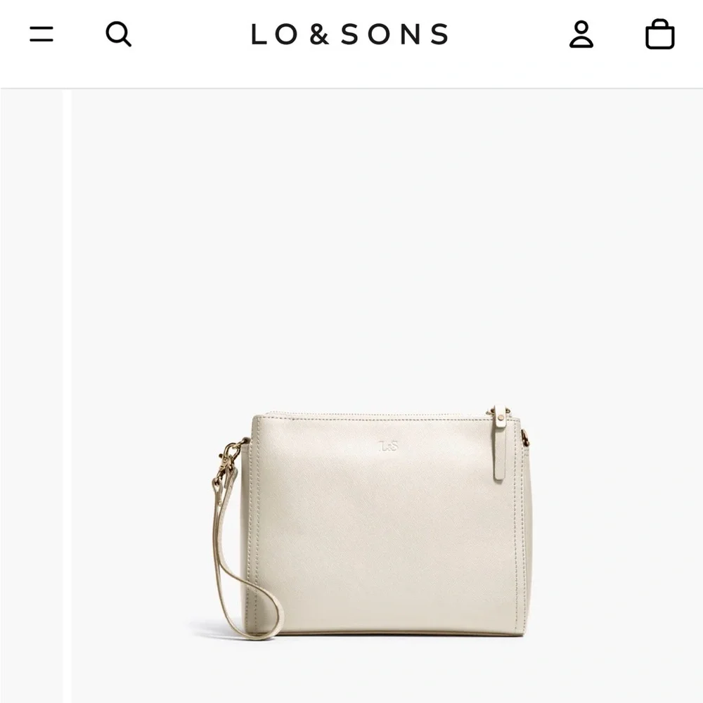 Lo & Sons Pearl Saffiano Leather Crossbody Bag in Ivory - Picture 16 of 16